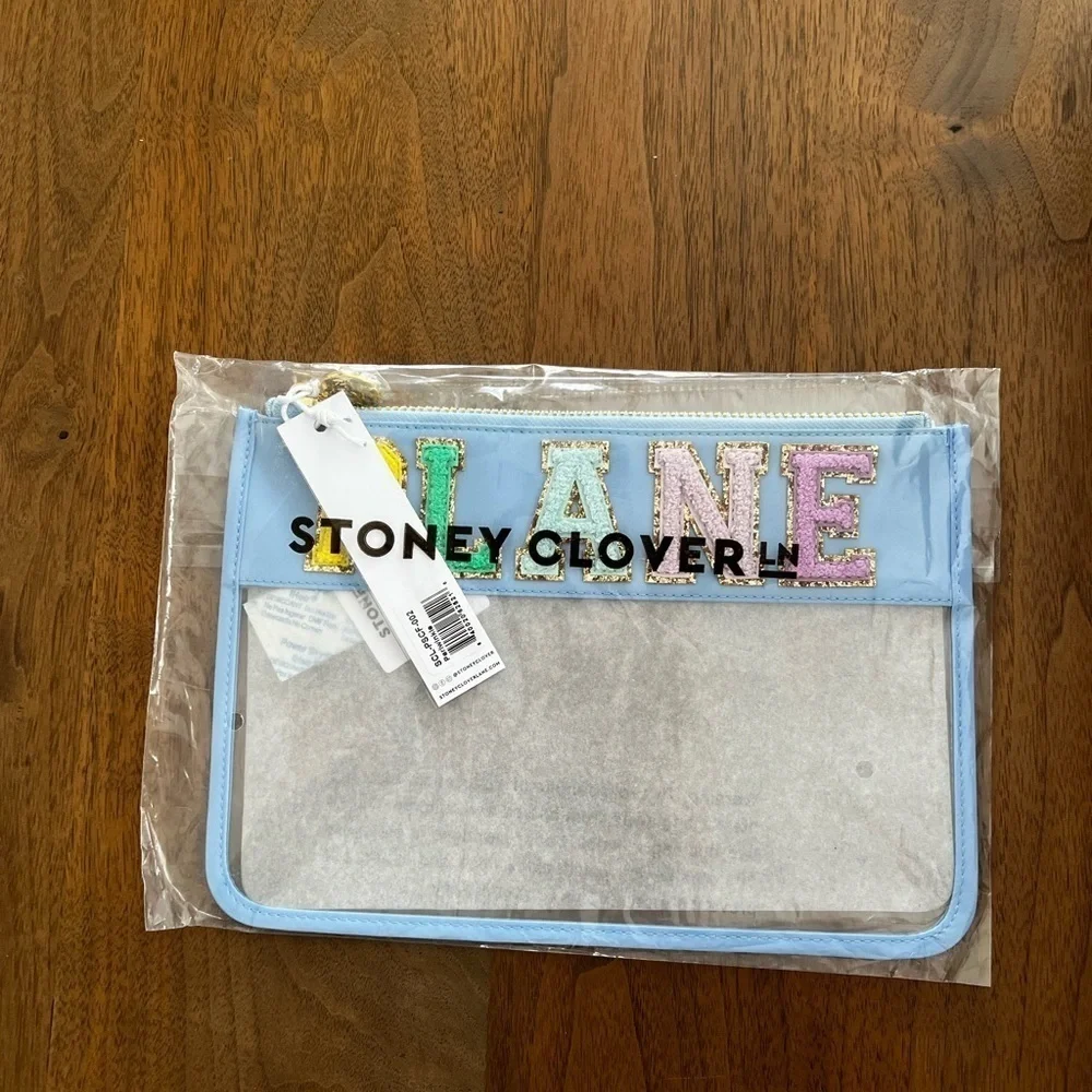 NWT STONEY CLOVER LN Plane Clear Flat Pouch in Blue